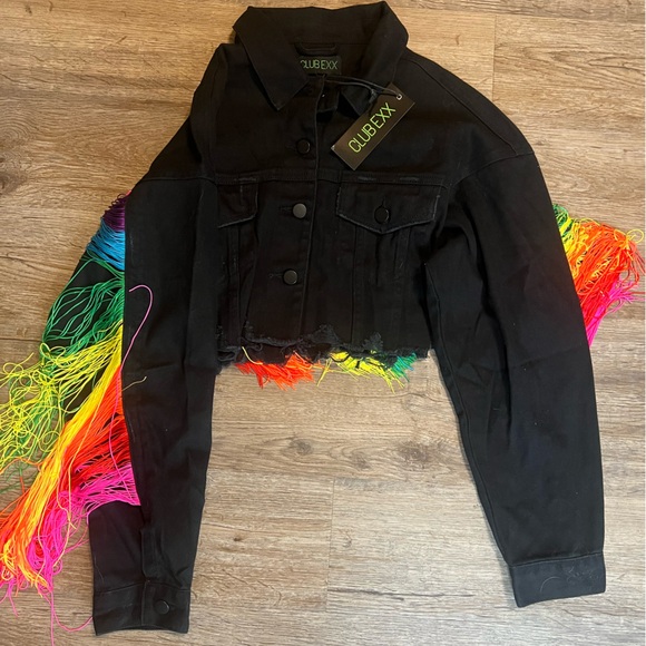 DOLLS KILL - Stunning RAINBOW JEAN JACKET Sz XXS/XL - Picture 4 of 4